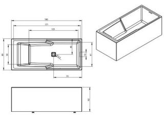 Акриловая ванна Riho Still Shower Fall Plug and Play B103023005 L заполнение через перелив 180х80см белый